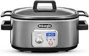 De'Longhi Livenza Slow Cooker with Stovetop Safe Cooking Pot, Multi Cooker 24h Programmable Timer, LCD Display Panel, Generous Bowl Capacity, Compact Design, CKS1660D, Silver