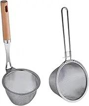 TIDTALEO 2Pcs Hot Pot Spoon Stainless Steel Mesh Strainer with Handle Versatile Skimmer Ladle for Frying Cooking and
