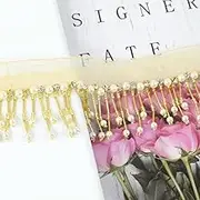 1/2 Yards Beaded Fringe Tassel 5cm Width Lace Trim Latin Dress Curtain Mesh Fabric Tassels DIY Garment Sewing Accessories