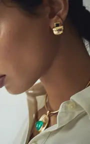 [Jade Ruzzo] Cowbell 18k Yellow Gold Earrings