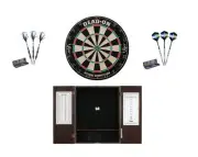 Bristle Dartboard + Espresso Steel Tip Cabinet + Mamba/Ultra Darts Sets