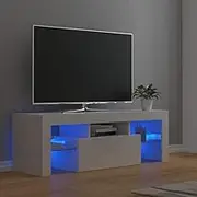 VRAXO TV Cabinet with LED Lights High Gloss White 120x35x40 cm -23KG,804352