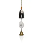 Japanese Resin Wind Chime, Black Cat, Double-Sided Man, Blue Hat, Straw Cat P...