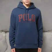 Men Polo Ralph Lauren Navy Embroidered Sweatshirt Pullover Hoodie Size 2XLARGE