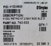 Simplex 4100-9925 Two bay solid door retrofit kit 4100es