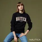 【NAUTICA】女裝 撞色字母經典大學T(黑)