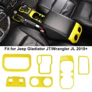 Yellow Car Center Console Cup Holder AC Vent Bezel Covers for Wrangler JL JT 18+