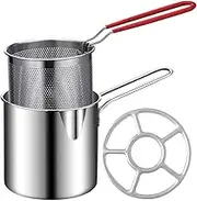 FUNOMOCYA 1Set Stainless Steel Deep Fryer with Fry Basket Fry Pot for Quick Cooking of French Fries Onion Rings and Chicken High Temperature Resistant Easy to Use Compact