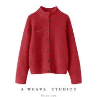 在飛比找ETMall東森購物網優惠-大紅色加厚毛衣寬松外套山羊絨衫