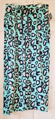EYE CANDY Teal Leopard Print Soft Plush Fleece Pajama Pants Women's Size 2X NWT