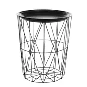 Boxsweden Toska Wire 39x46cm Storage Basket/Holder w/ Metal Top Side Table Black