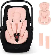 GFU Infant Car Seat Insert Head and Body Support, Reversible Newborn Insert for Carseat with Strap Pads, Soft Stroller Cushion Pillow Insert for Boys and Girls, Fits for Stroller, Swing, Orange