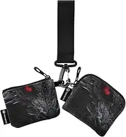 [XYMZR] Mini Zip Around Wristlet keychain Wallet Red Eyes Dragon for Women Personalized Pattern Detachable Dual Pouch Wristlet Portable Wallet Phone Coin Purse, Multi-colored, One Size