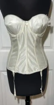 Va Bien #513 Womens Long Line Bustier Bra Convertible CREAM 38DD NWT