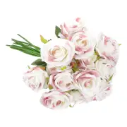 15pcs Fake Roses, Roses Artificial Flowers Silk Roses, Gradient Light Pink