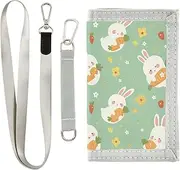 [Yoogain] Green Cute Rabbits Cartoon slim wallet for womens Trendy mens trifold wallet with lanyard, green cute rabbits cartoon, 1 size, Fashion