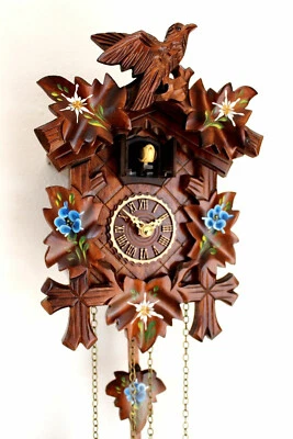 cuckoo clock black forest quartz german wood battery clock music painted new