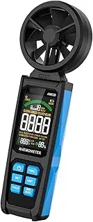 Digital Anemometer, Handheld Wind Speed Meter Gauge with LCD Backlight & Max/Min, 6 Mode Air Flow Velocity Tester, Data Hold, Wind Meter for HVAC Installation Duct Vents