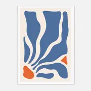 Galrie Stunning Modern Abstract Blue and Orange Art Print for Contemporary Spaces, White Frame, A0 84 x 119cm (33 x 47inch)