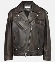 [McQueen] McQueen Leather biker jacket AU 12 brown