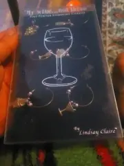 " NIP " Lindsay Claire " My Wine Not Thine " Golf Themed Pewter Stemware Charms