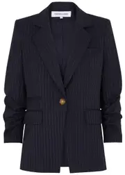 Veronica Beard Battista Dickey Pinstriped Woven Blazer - Navy - 2 (UK6 / XS) 2 (UK6 / XS)
