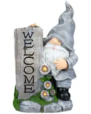 Northlight LED Solar Lighted Gnome Welcome Outdoor Garden Statue