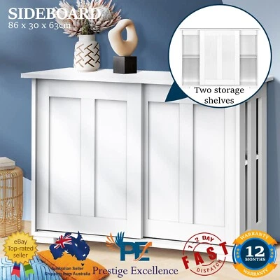 Oikiture Buffet Sideboard Cabinet Doors Storage Cupboard Hallway Table White NEW
