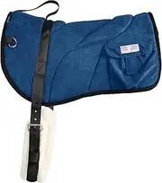 Harrison Howard Ergonomically Designed Correct Bareback Pad with Side Pockets Extra Thick Center for Maximum Support Anti-Slip Bareback Pad Comes with Matching Girth Dark Blue