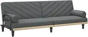 [vidaXL] Dark Grey Fabric Sofa Bed - Adjustable Sleeper Couch with Armrests for Living Room or Guest Room; Comfortable Twin Day Bed