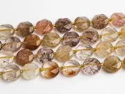 Natural Transparent Brown Rutile Quartz Beads AA Flat Round 8MM 10MM Loose Beads