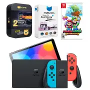 Nintendo Switch Neon Red/Blue OLED Console + Mario & Luigi: Brothership Bundle