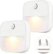 FIBOOMERANG Motion Sensor Night Light, Smart LED Nightlight Plug-in with AU Plug, Warm White Motion Activated Bedside Lamp for Bedroom, Bathroom, Wall, Stairs, Cabinet, Hallway (2 Packs)