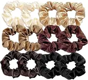OWITER Hair Scrunchies Ponytail Holders Colorful Ponytail Holder Satin for Girls Women Soft Hair Scrunchies Elastic Hair Bands6104 (12 pcs)