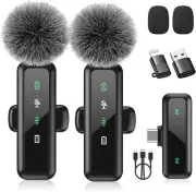 Wireless Lavalier Microphone for iPhone 15 16 2 Pack USB C Mini Mic for iPhone,