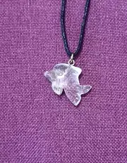 Clear Quartz Gemstone Crystal Carved Dolphin Statue Pendant Necklace