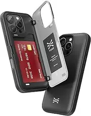 TORU CX Hybrid for iPhone 16 Pro Max Wallet Case | Dual Layer Slim Protective Hard Cover with Hidden 2-Credit Card Slot Holder - Black