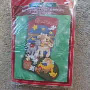 NEW Holiday time felt applique Christmas Stocking "Away in the Manger" Htf