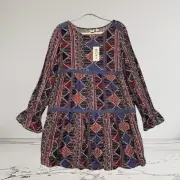 Roxy Sweetness Seas Dress Women’s Size Medium Lace Trim Boho Peasant NWT