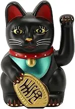 Lucky Cat, 6 Inch Beckoning Maneki Neko Fengshui Cat Battery Operated, Wealth Fortune Welcoming Decoration for Car Dashboard Entryway Cafes