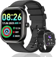 Musclez Smartwatch, Smart Watch for Women Men Kids, 1.96'' HD Touch Screen Pedometer, Calories, Heart Rate, Blood Pressure Monitor, IP68 Fitness Tracker (Black)