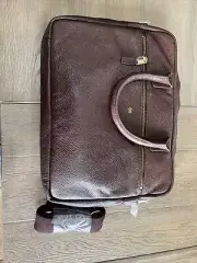 Mark and Graham Harvey Leather Briefcase Brown Laptop Bag MONOGRAM SS or DAE