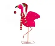 Winter Wonder Lane 36” Christmas Flamingo Santa Hat Ornament Lighted Yard Art