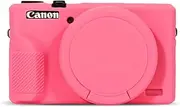 TYUANDOUER Case for Canon Powershot G7X Mark III Digital Camera, Soft Silicone G7X Mark III Camera Case Accessories, Protective Cover Case for G7XIII G7X3 with Detachable Lens Cover - Peach Red