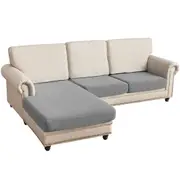 Sectional Couch Covers 3 Pieces Sofa Seat Cushion Covers L Shape Separate Cushion Couch Chaise Cover for Both Left/Right Sectional Couch (Large Sofa 2 Seater + 1 Chaise, Dove Grey)