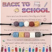 [Atiptu] Back to School Mommy and Me Bracelet,First Day of School Bracelets for Mom and Daughter,Back to School Kindergarten Bracelet for 2,Matching Wish Adjustable Bracelets Set for Mother Daughter Son