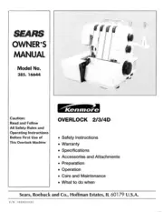 Owner’s Manual Instructions Sears Kenmore Serger Overlock 2/3/4D Model 385.16644