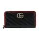 Gucci 573810 GG Marmont 絎縫斜紋牛皮撞色拉鏈長夾 黑色/紅色