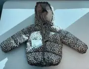 H&M Girls 2T Leopard Print Puffy Jacket