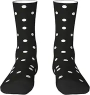 [EdWal] Soft Black And White Polka Dot print Moisture Wicking Socks Sports Socks for Men and Women Warm thermal Boot Hiking Socks